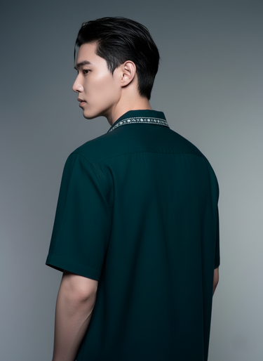 Teal Floral Embroidered Shirt Humayunalamgir