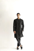 BLACK EMBOSSED, EMBROIDERED KURTA PAJAMA Humayunalamgir
