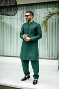 Bottle Green Mirror Embossed Kurta Shalwar HumayunAlamgir