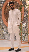 WHITE & GOLD SEQUENCE KURTA PAJAMA Humayunalamgir