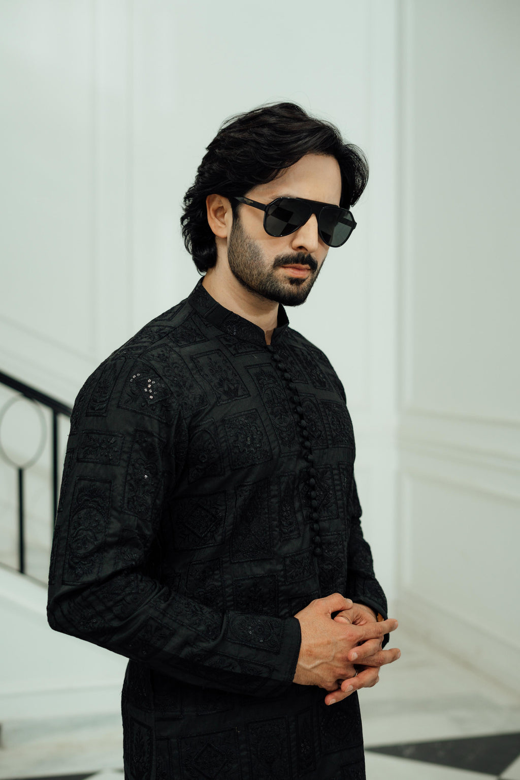 "SHAH" BLACK KURTA PAJAMA Humayun Alamgir