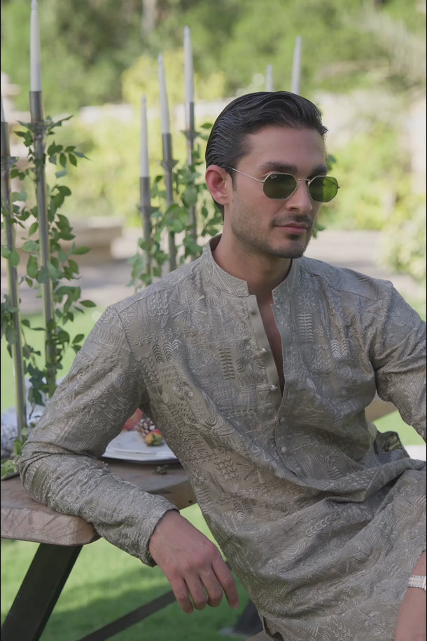 Champagne Deewan Kurta pajama Clothing Humayunalamgir