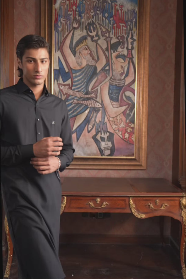 DARK GREY WASH N WEAR SHALWAR KAMEEZ Clothing Humayunalamgir