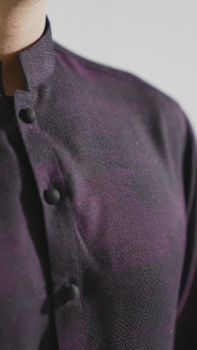 Purple & Black Muhazzab Kurta pajama Clothing Humayunalamgir