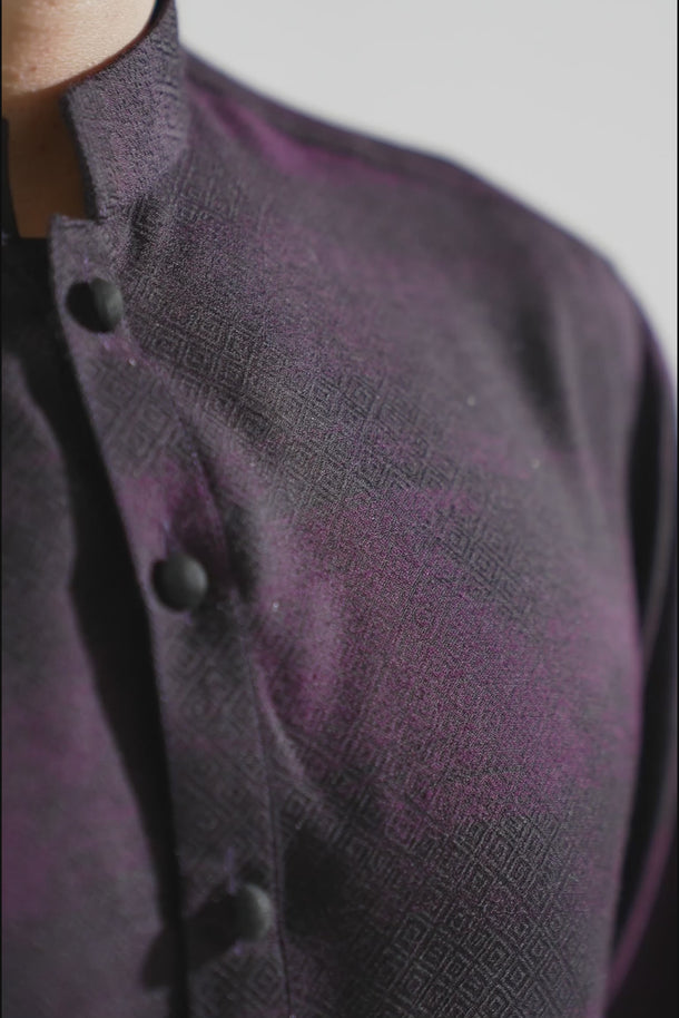 Purple & Black Muhazzab Kurta pajama Clothing Humayunalamgir