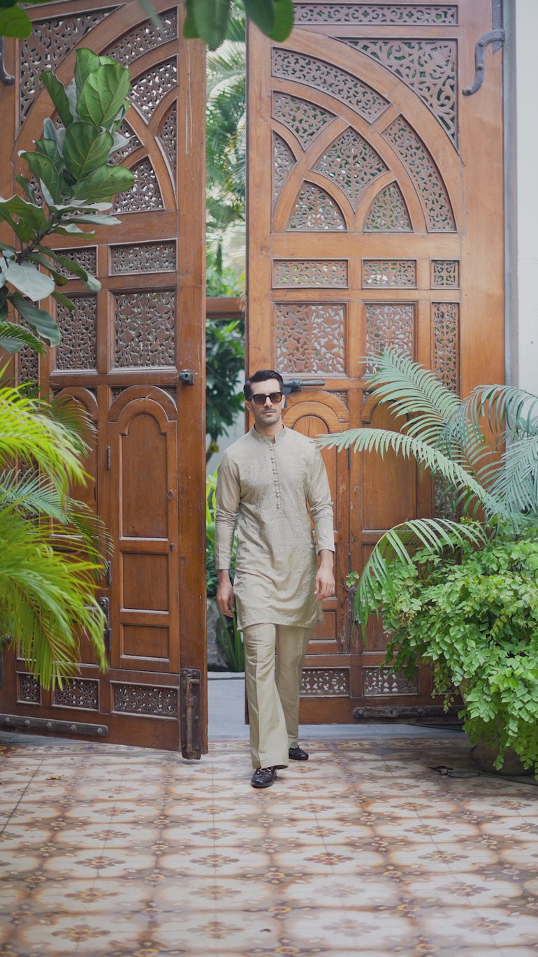 KHUMAR BEIGE KURTA PAJAMA Humayunalamgir