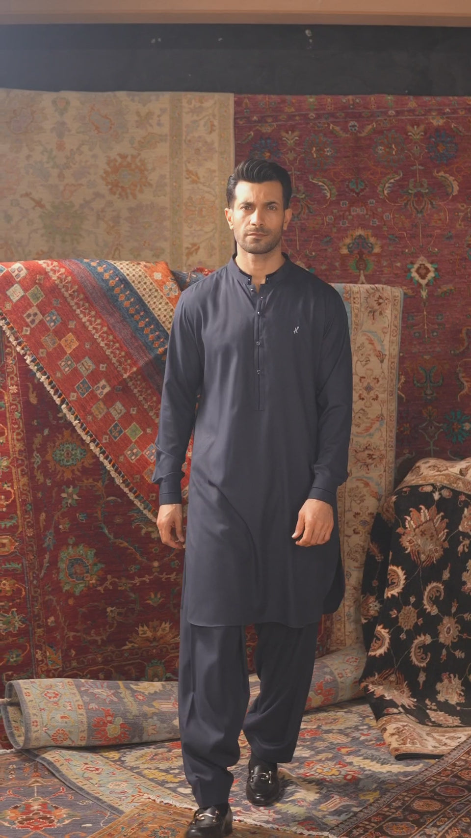 NAVY BLUE BOSKY SHALWAR KAMEEZ Humayunalamgir