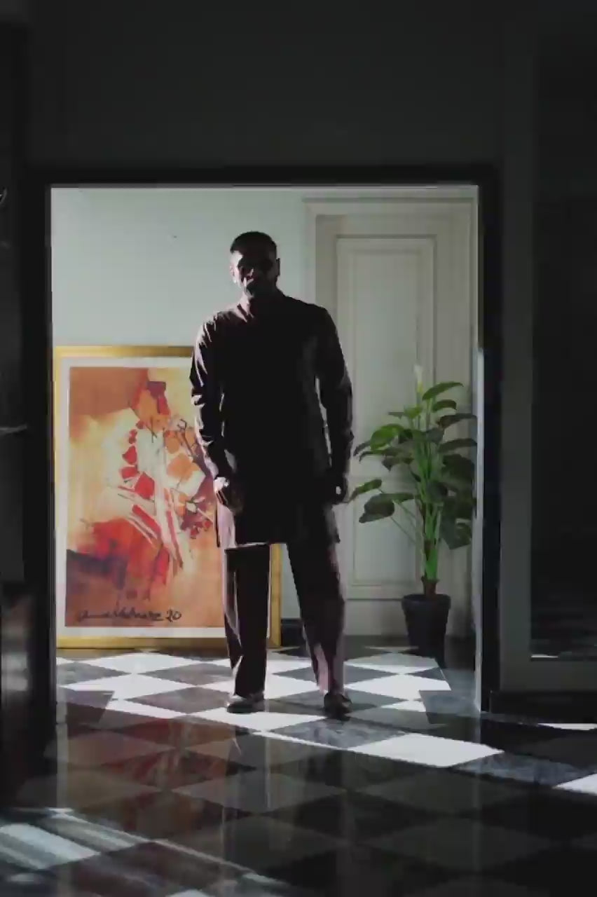 BROWN TEXTURE WASH N WEAR KURTA PAJAMA Humayunalamgir