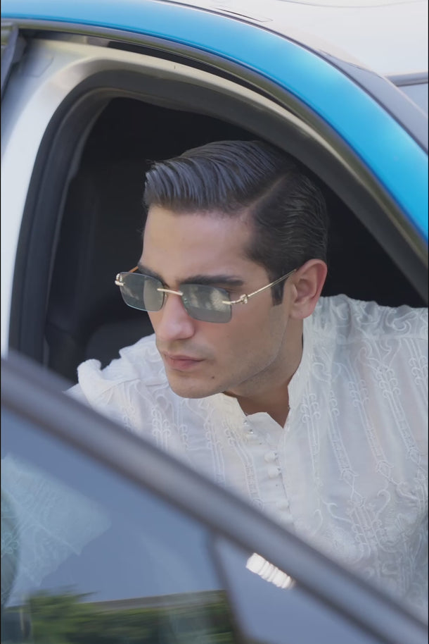 White Mehraab Kurta Pajama Clothing Humayunalamgir