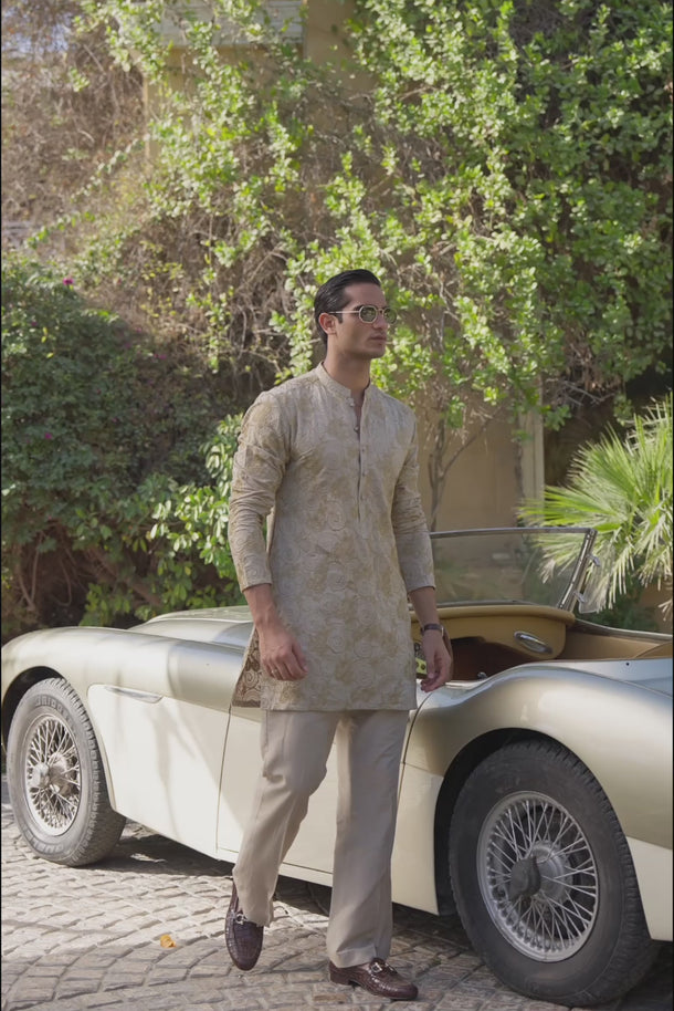 Champagne Phool Kaari Kurta Pajama Clothing Humayunalamgir