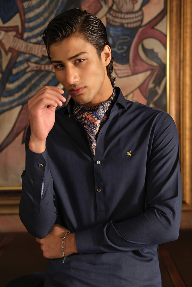 BLUE SELF TEXTURE WASH N WEAR SHALWAR KAMEEZ Clothing Humayunalamgir