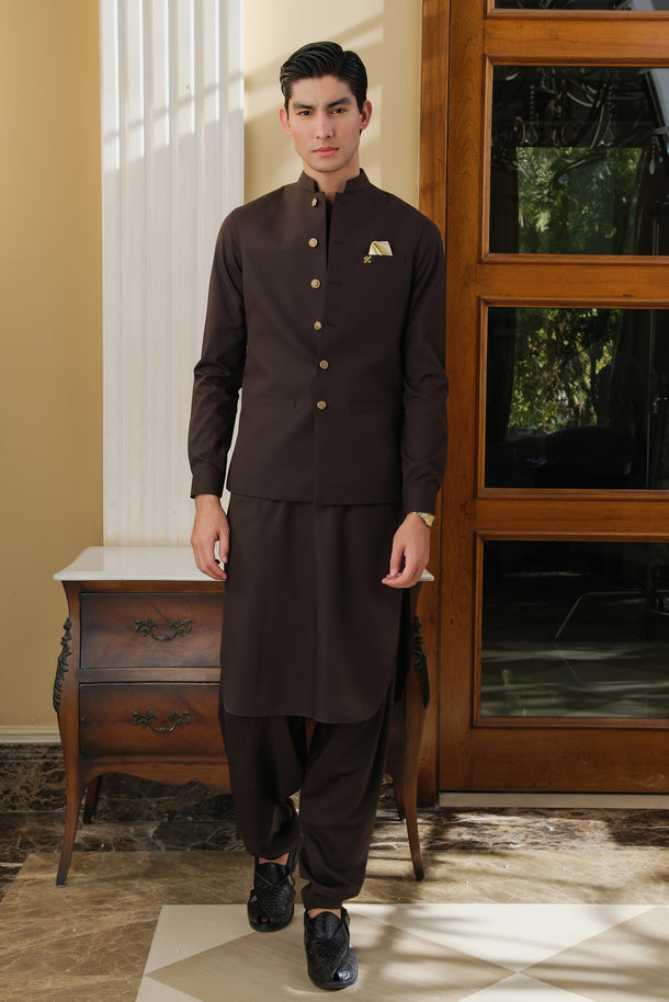 DARK BROWN BOSKY SHALWAR KAMEEZ Clothing Humayunalamgir