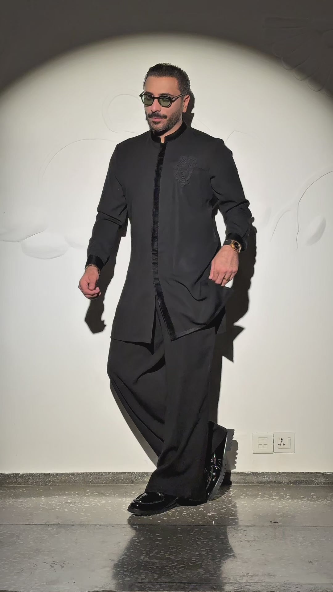 BLACK ARMANI KURTA FARSHI PAJAMA Humayunalamgir