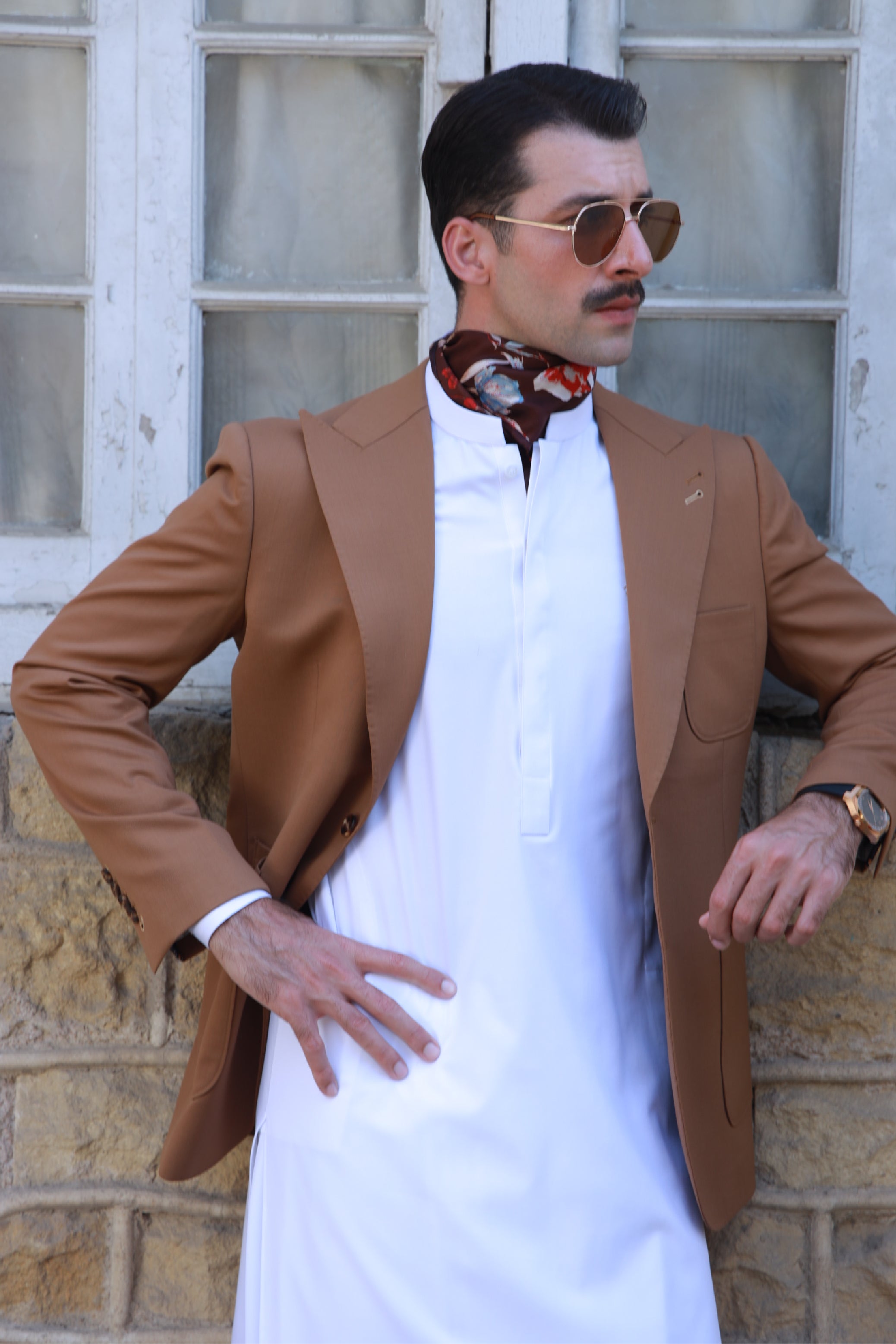 TAN BROWN BLAZER Humayunalamgir
