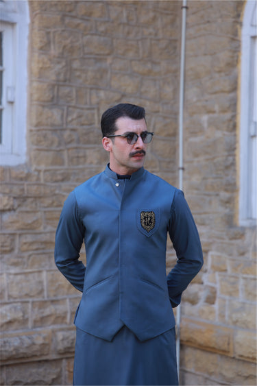 GREY TWO TONE WAIST COAT Humayunalamgir