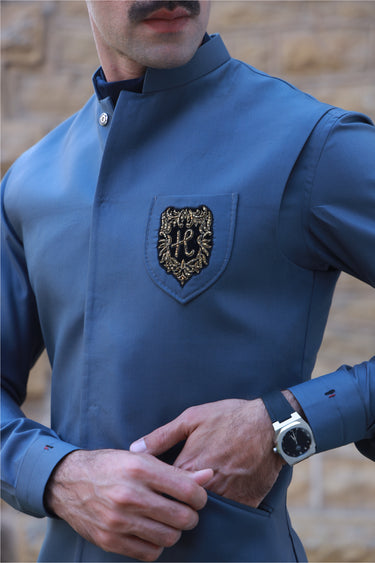 GREY TWO TONE WAIST COAT Humayunalamgir