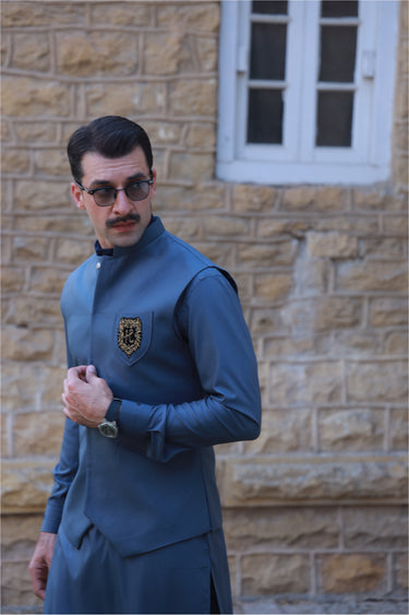 GREY TWO TONE WAIST COAT Humayunalamgir