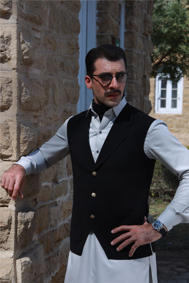 BLACK ARMANI WAIST COAT Humayunalamgir