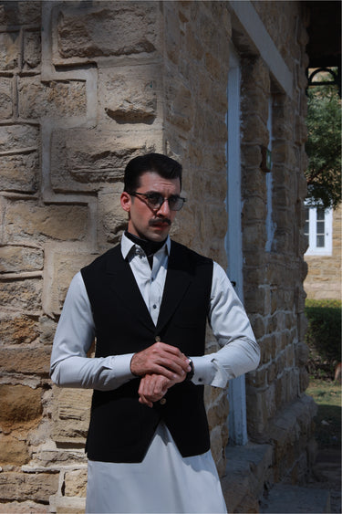 BLACK ARMANI WAIST COAT Humayunalamgir