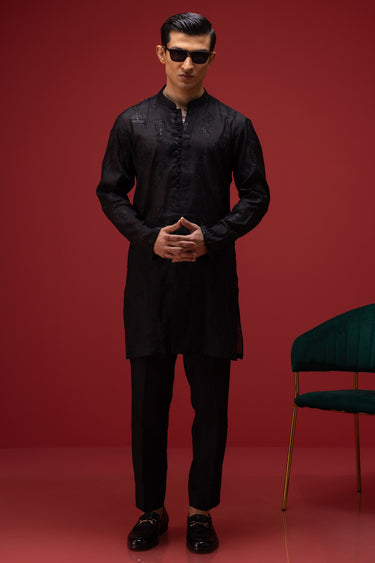 Black Kurta Pajama Humayun Alamgir S