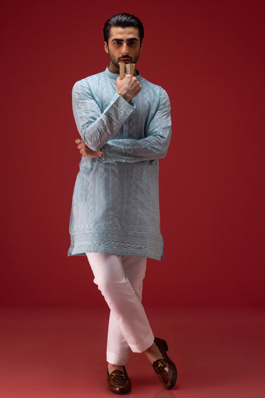 Mint Blue Kurta Pajama Humayun Alamgir S