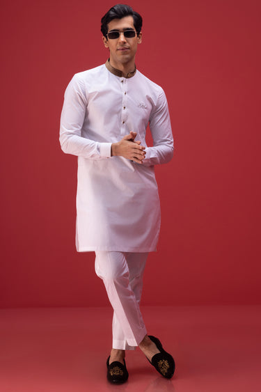 Off White Cotton Kurta Pajama