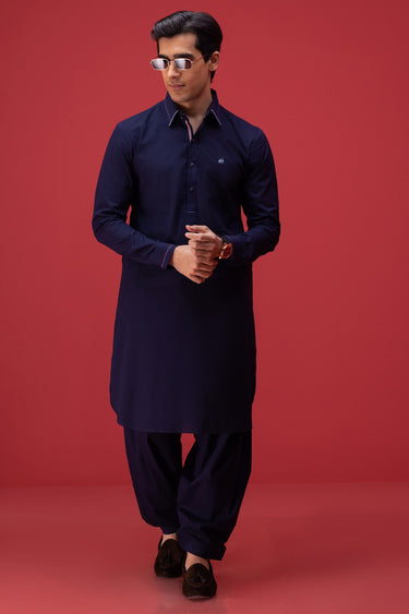 Navy blue Cotton Shalwar Kameez Humayun Alamgir S