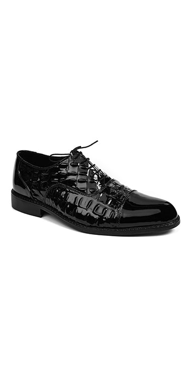 Crocodile Texture Match Patent Leather Formal Shoes