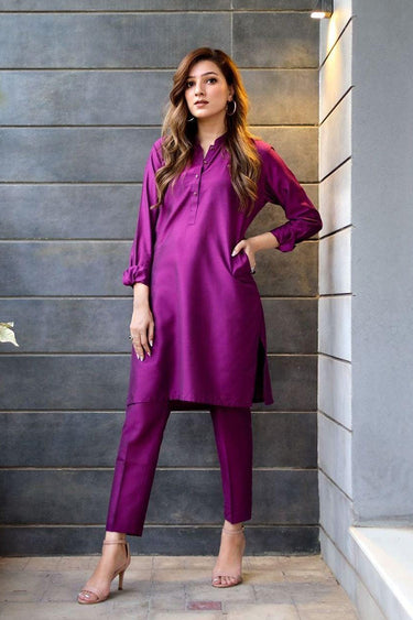 Purple Cotton Kurta Pajama Humayun Alamgir S