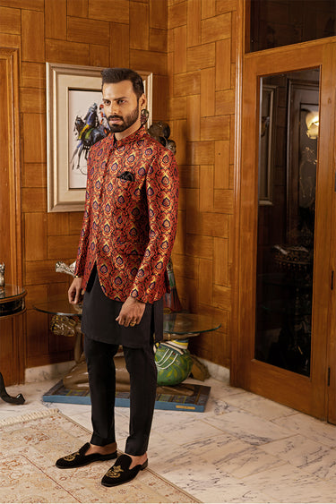 Multi Colour Embossed Prince coat Mehndi Collection HumayunAlamgir