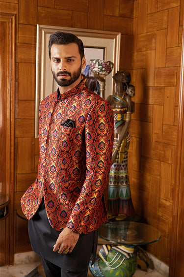 Multi Colour Embossed Prince coat Mehndi Collection HumayunAlamgir