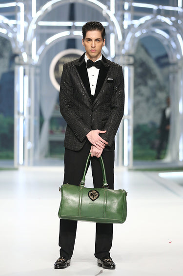 BLACK EMBOSSED TUX RUNWAY humyaunalamgir S