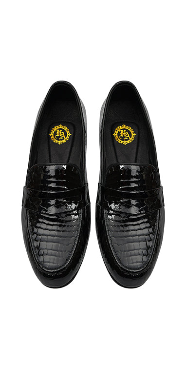 Black Leather Semi Formal Moccasin Shoes humyaunalamgir