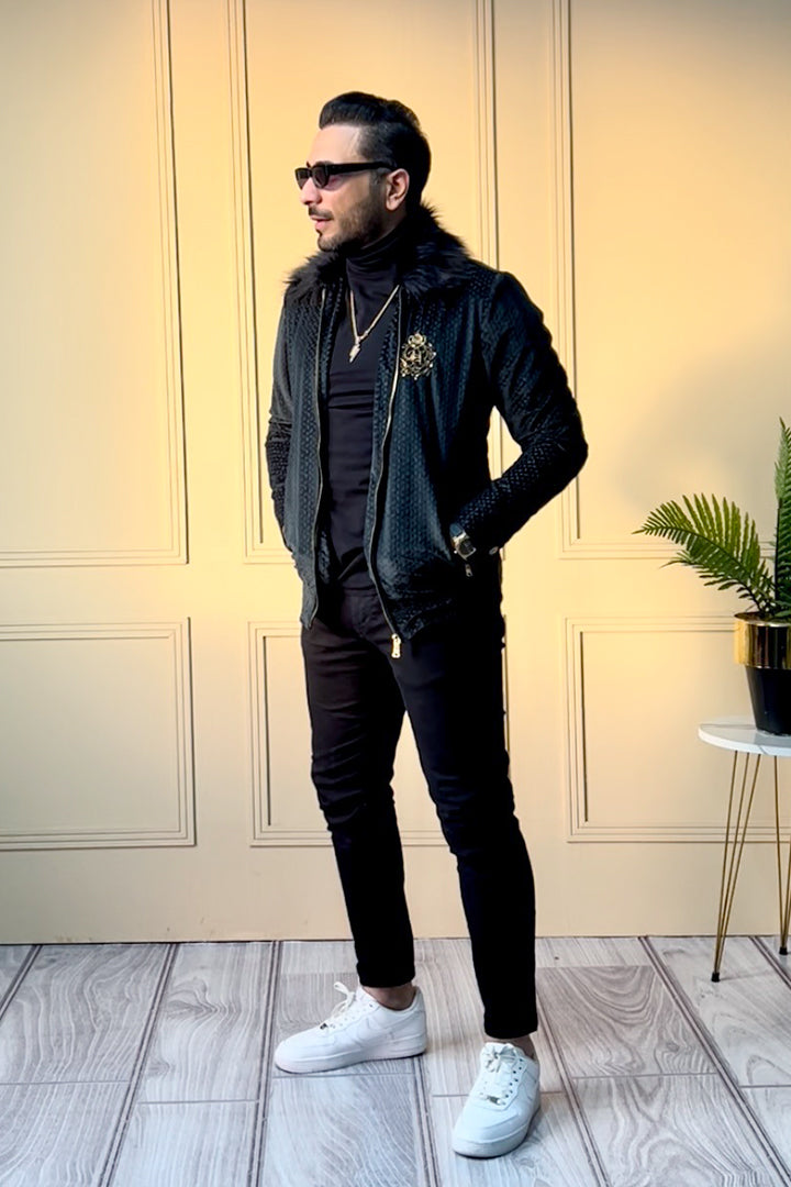 Dark Green Bomber Jacket humyaunalamgir