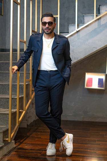 Shirt Jacket Two-Piece Navy-Blue Suit Suits HumayunAlamgir S
