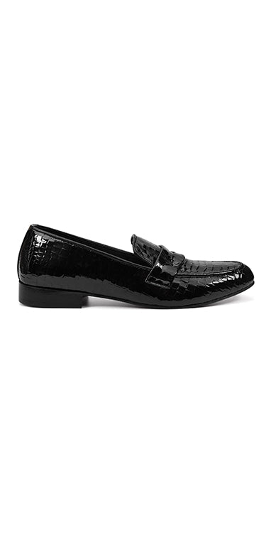 Black Leather Semi Formal Moccasin Shoes humyaunalamgir