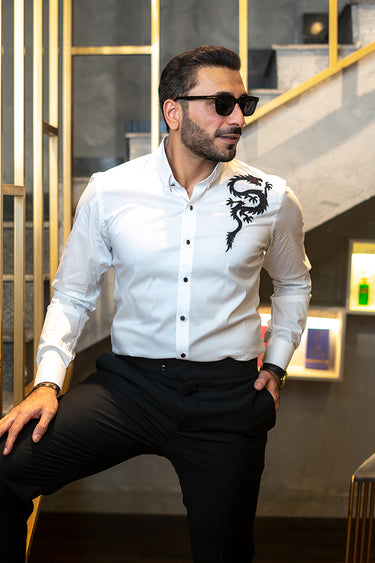 Plain White Cotton Shirt Semi Formal humyaunalamgir