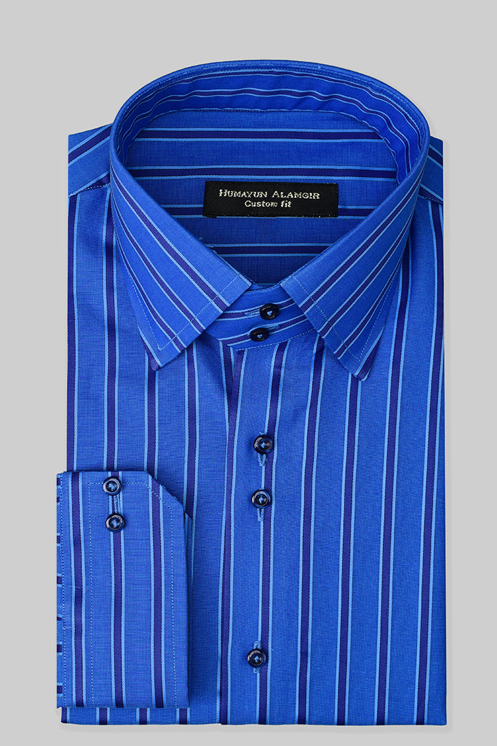 Blue Striped Shirt Semi Formal humyaunalamgir S