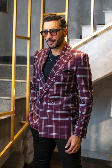 Dark Purple Checkered Blazer