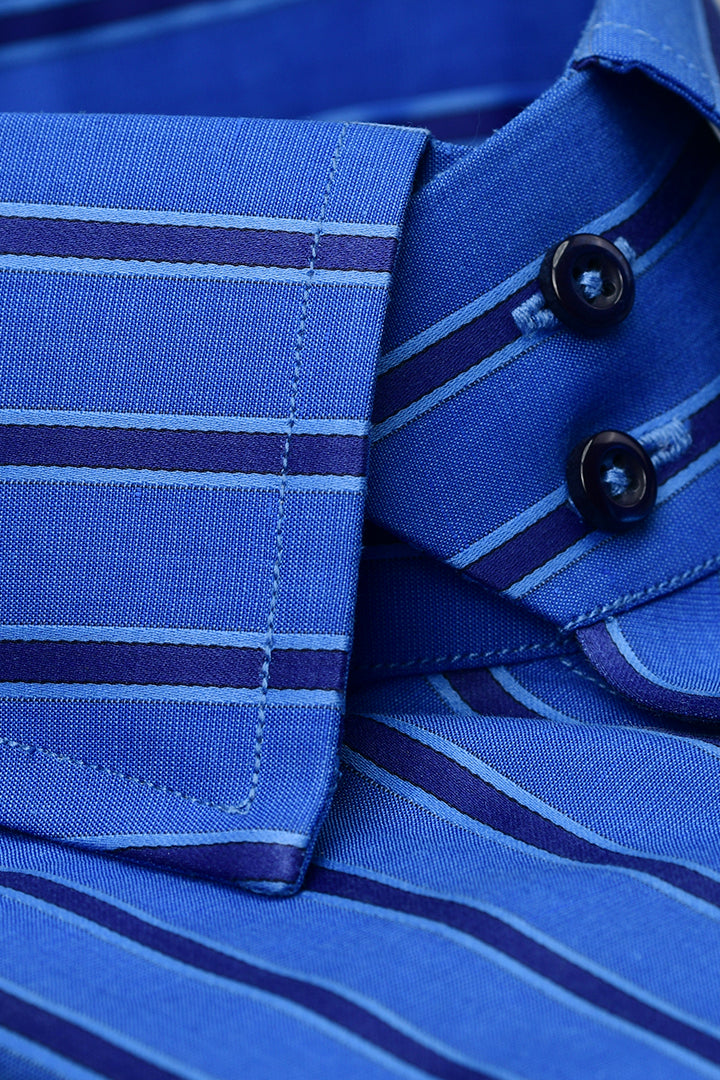 Blue Striped Shirt Semi Formal humyaunalamgir