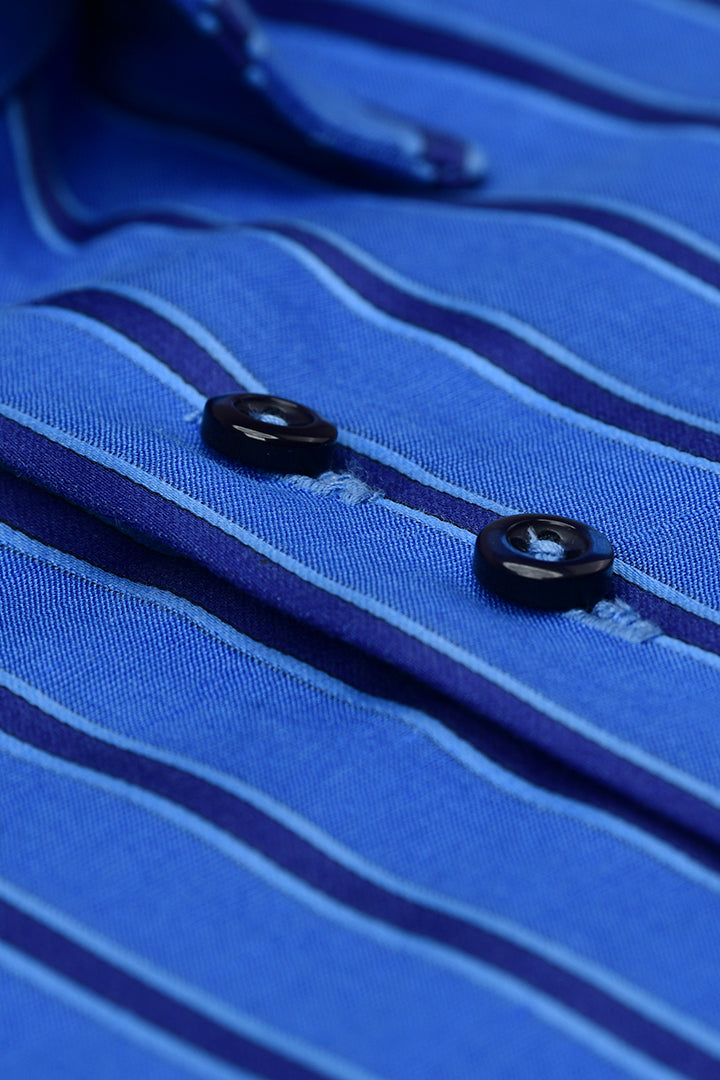 Blue Striped Shirt Semi Formal humyaunalamgir