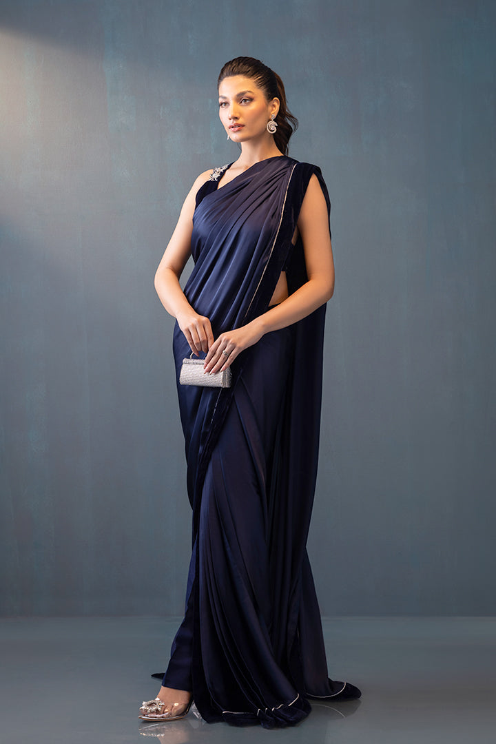 Bleu nuit saari pants Clothing humyaunalamgir