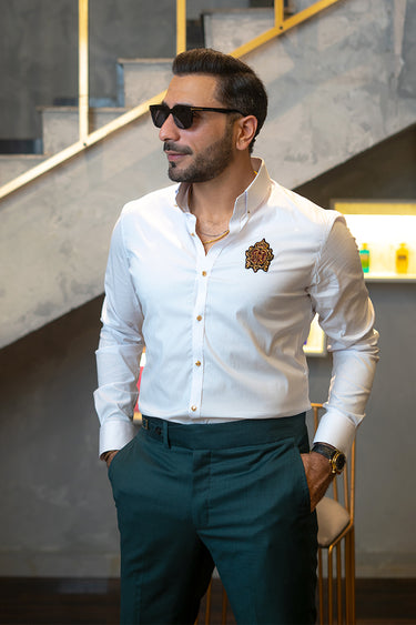 Plain White Cotton Shirt Semi Formal humyaunalamgir