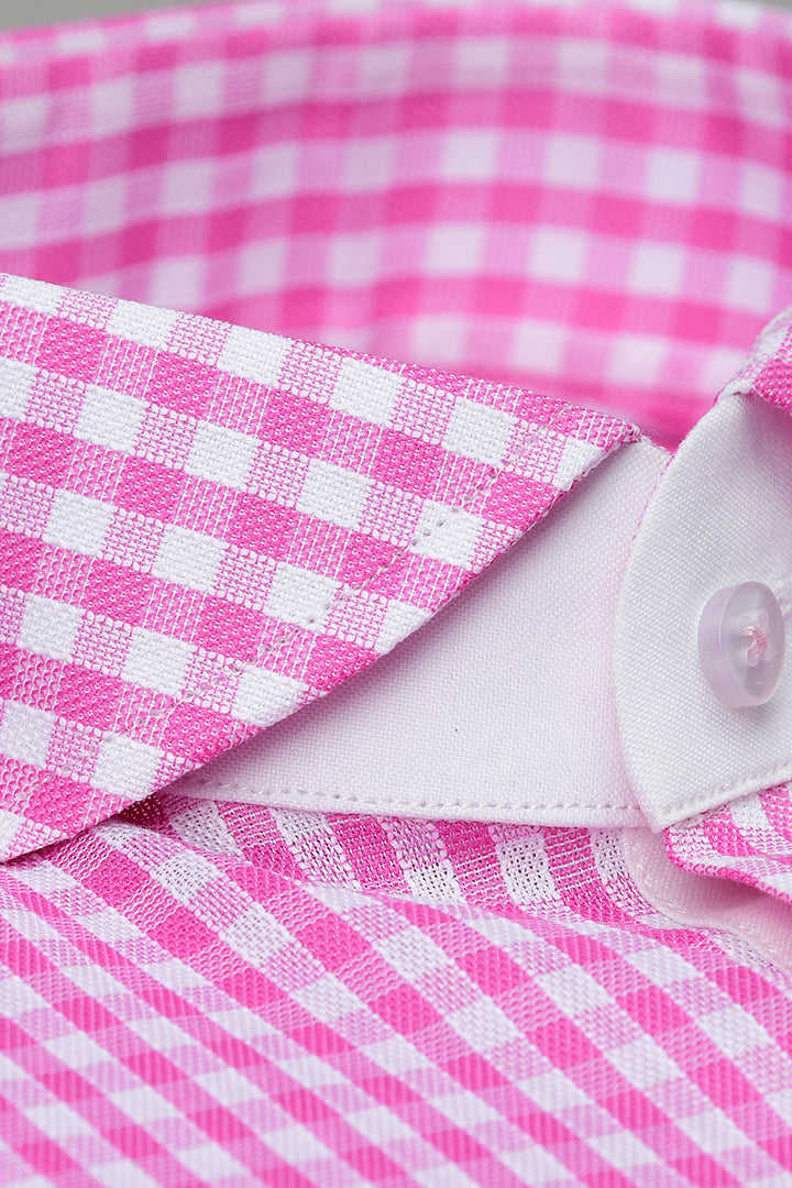 White Pink Checkered Shirt