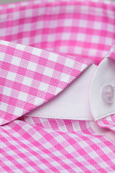 White Pink Checkered Shirt Semi Formal humyaunalamgir