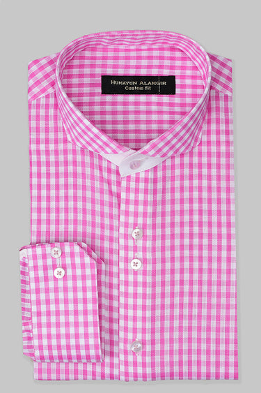 White Pink Checkered Shirt Semi Formal humyaunalamgir