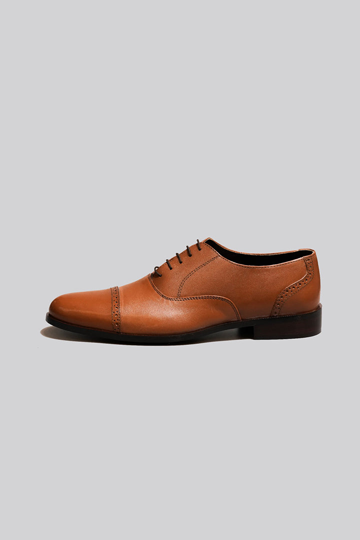 Brownish Leather Formal Laces Shoes