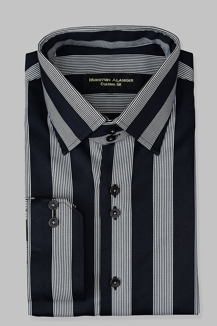 Grey Black Striped Shirt