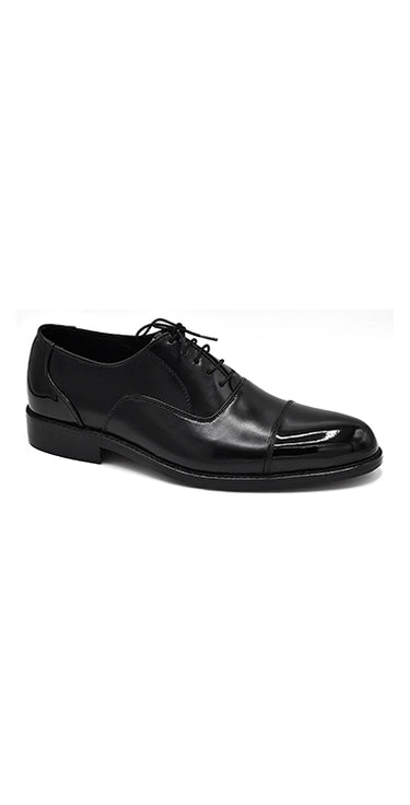 Midnight Black Leather Formal Oxford Captoe