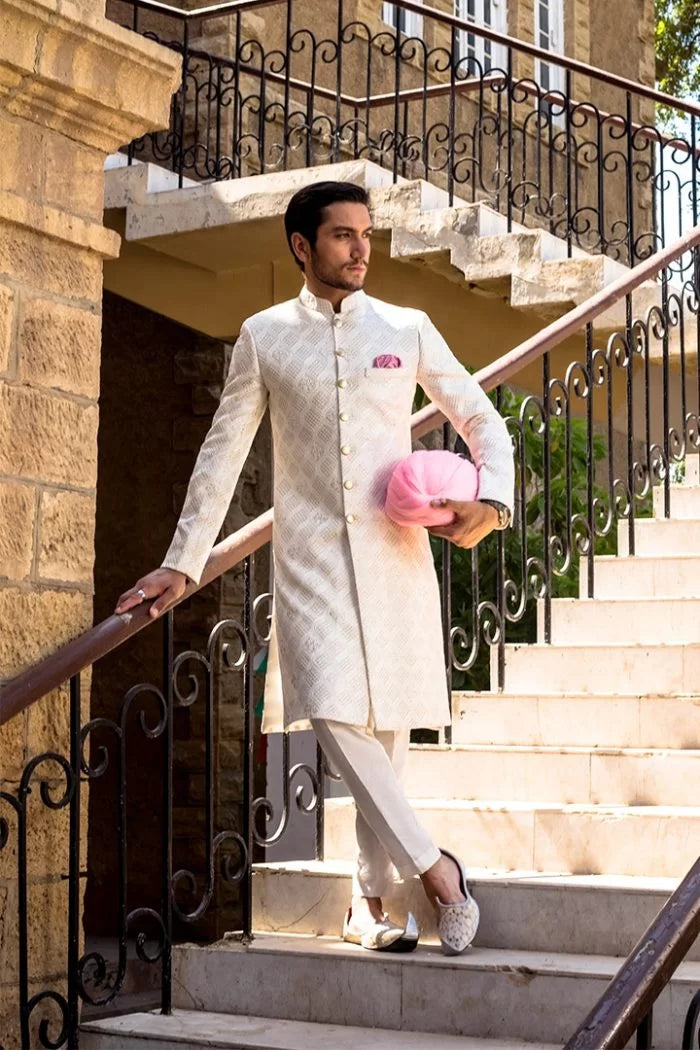 Diamond Sequence Fabric Sherwani humyaunalamgir